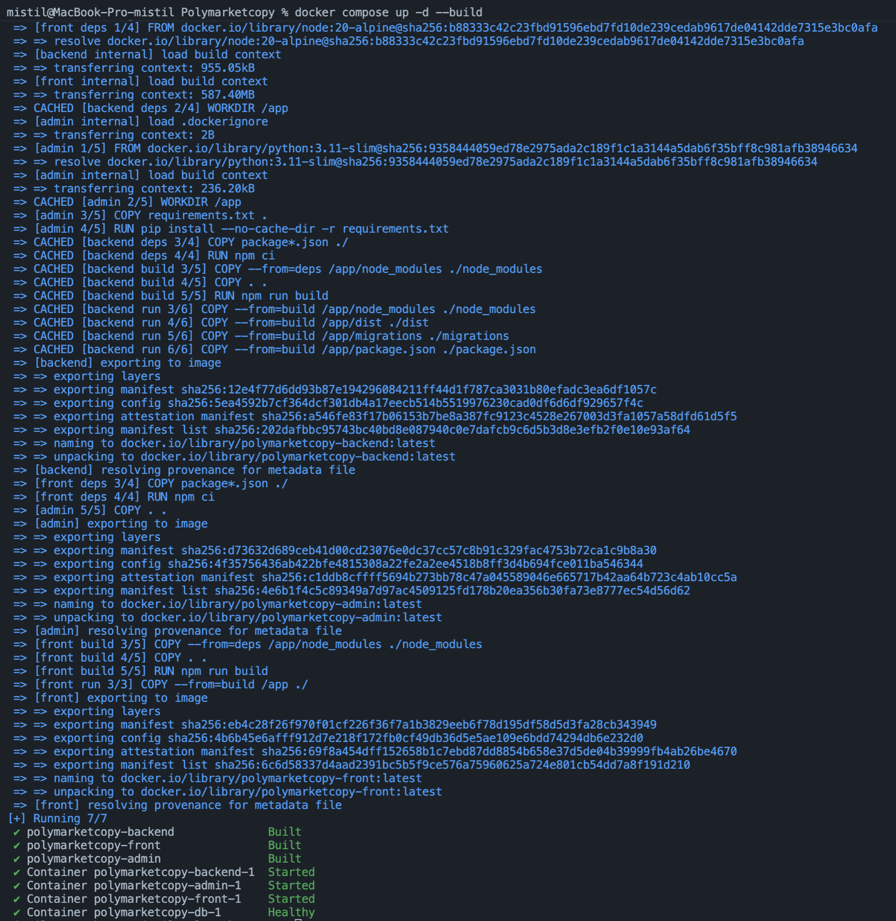 Dockerized platform deployment logs