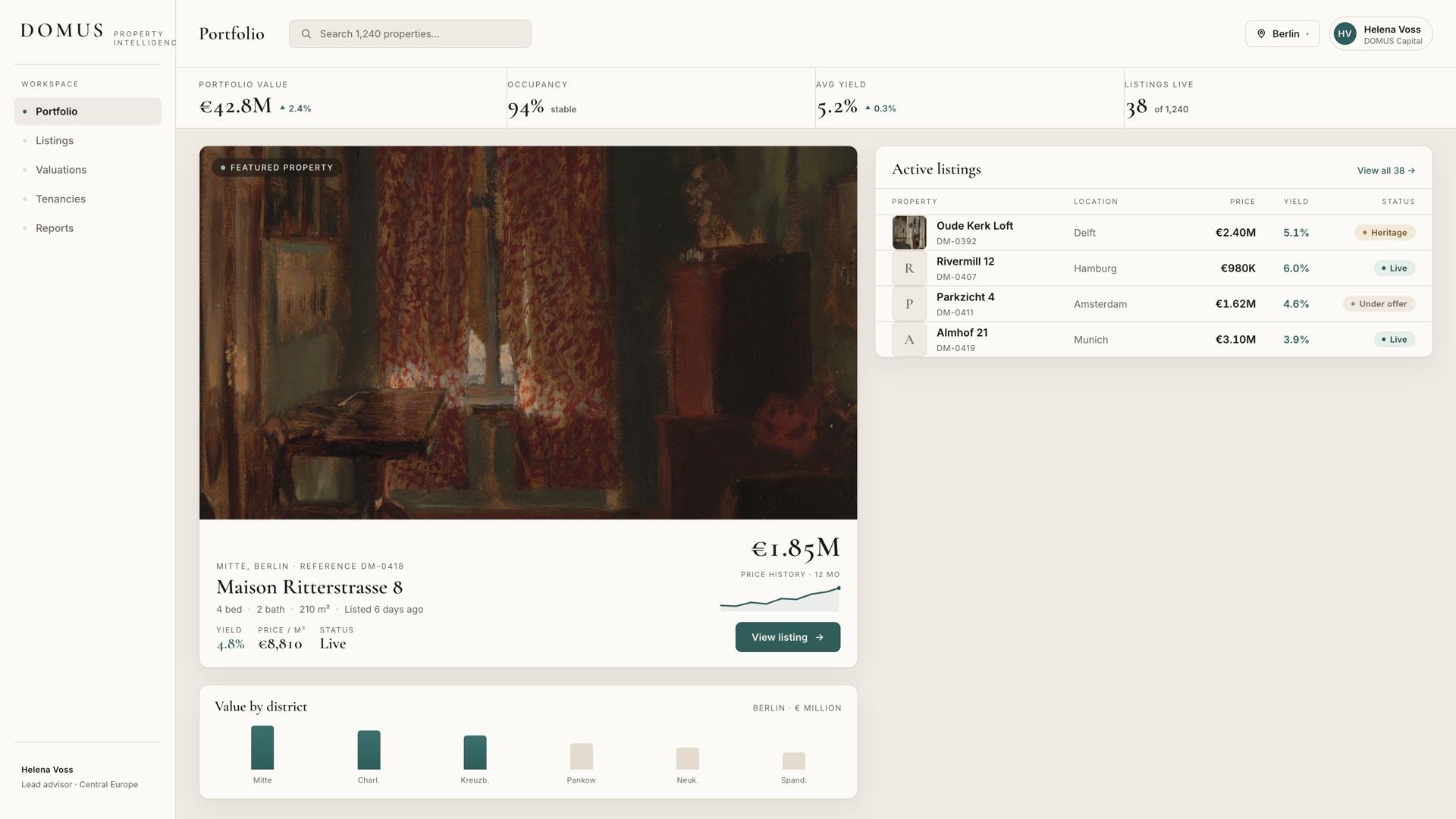 Domus real-estate analytics dashboard