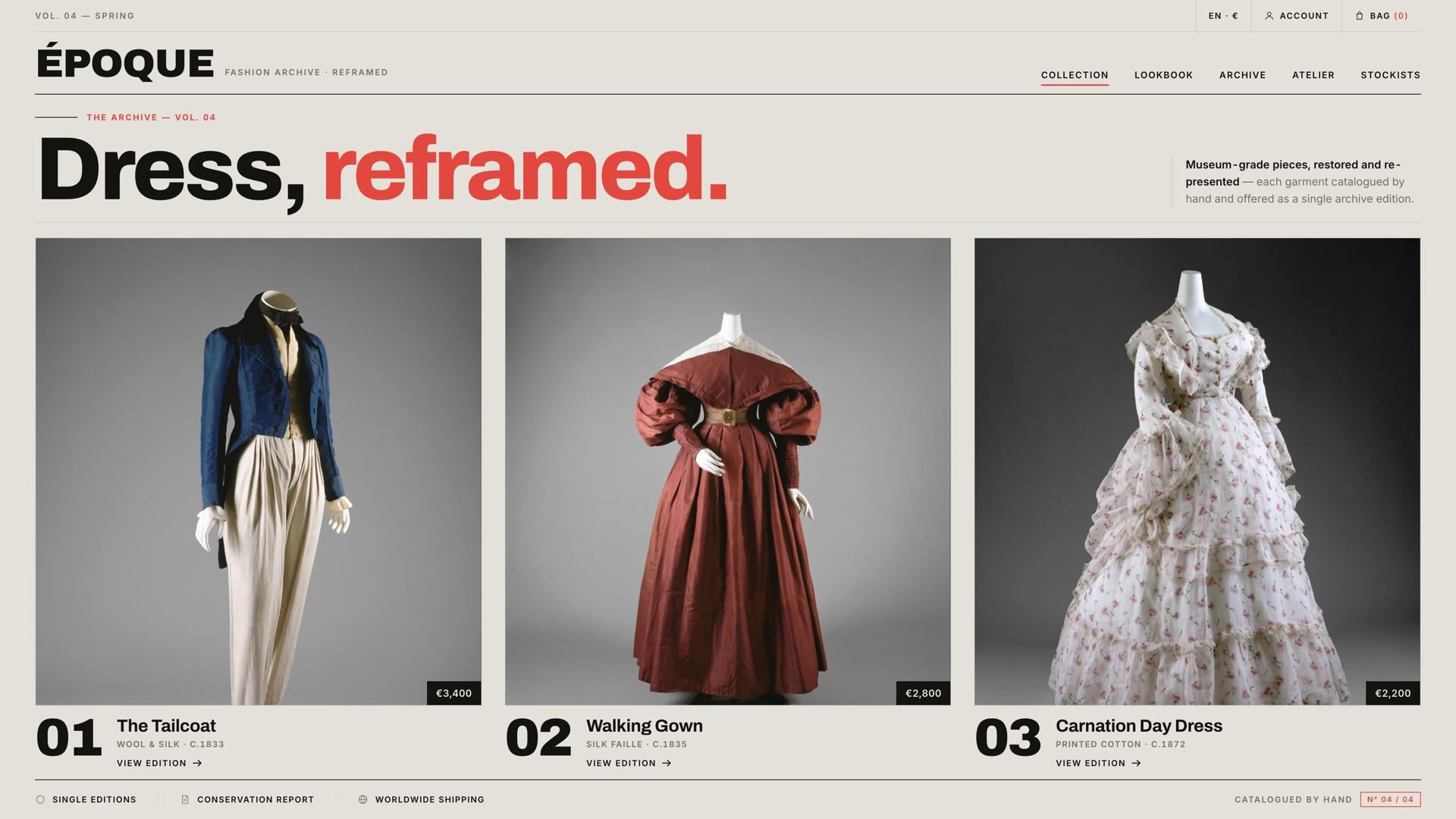 Époque fashion archive lookbook