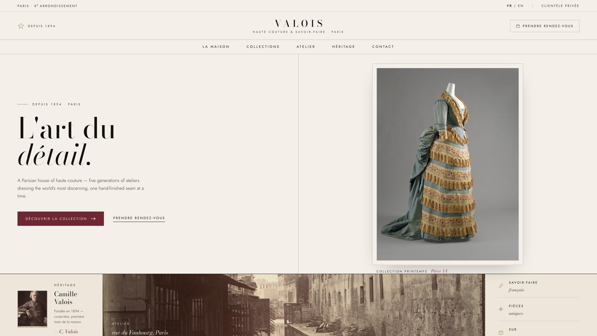 Maison Valois Parisian couture house website